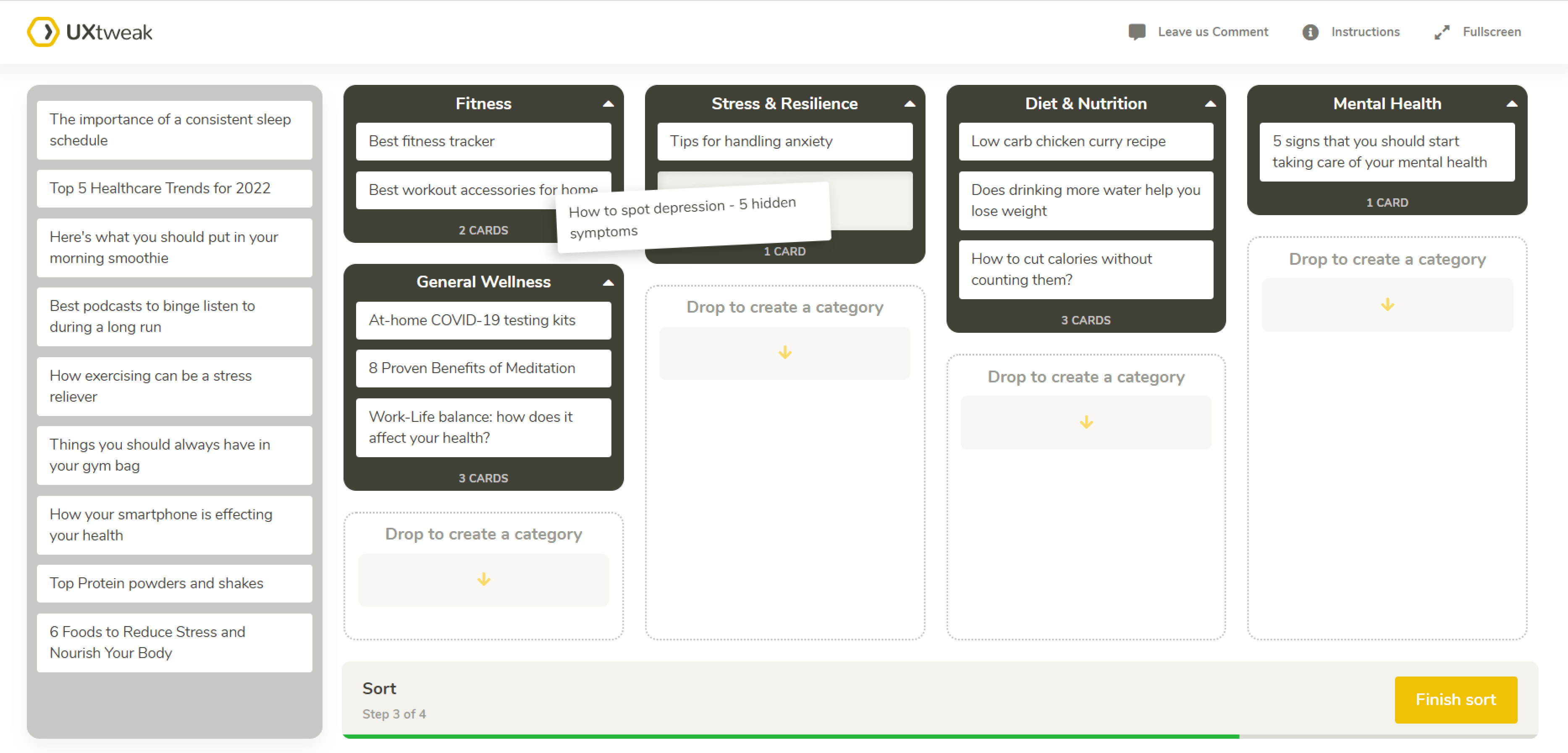 card sorting example