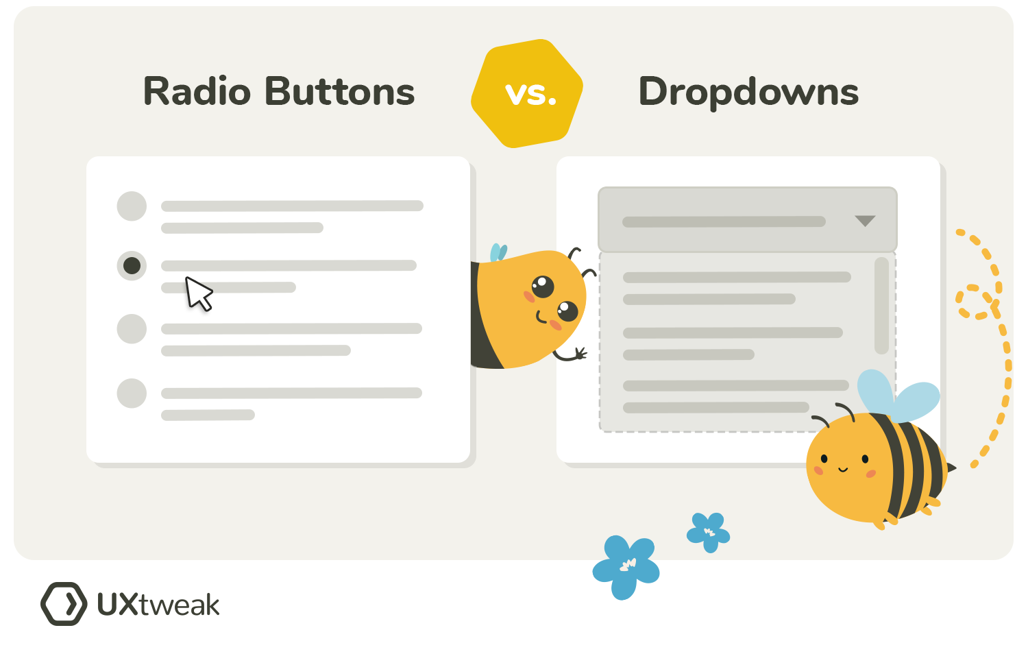 concept testing questions using radio buttons vs dropdowns