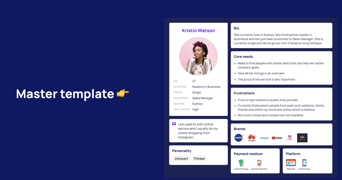 figma user persona template, product research template