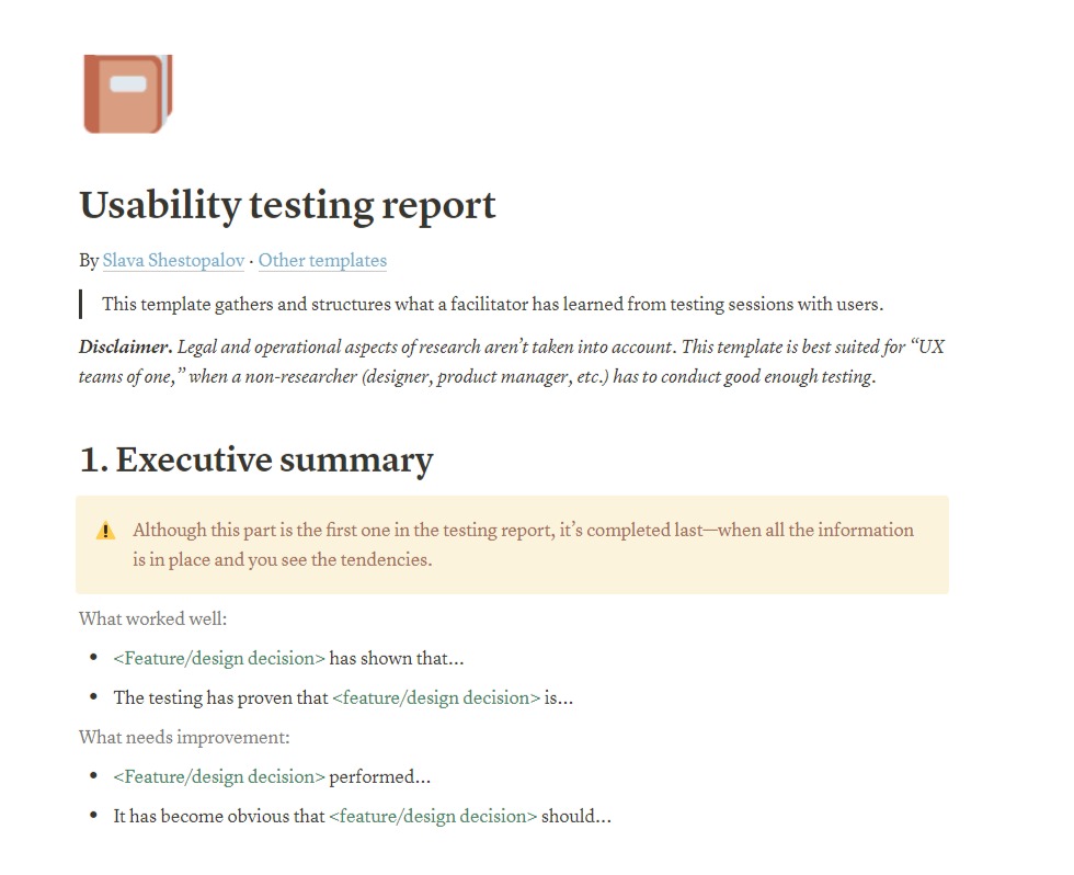 ux research summary example