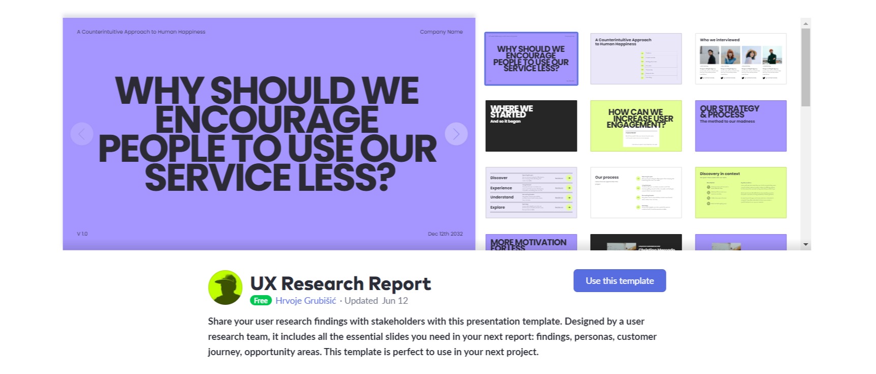 ux research report template