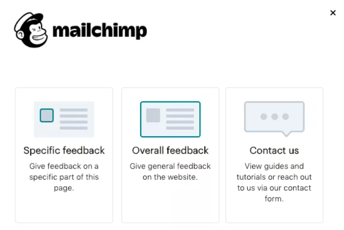 customer feedback example, mailchimp