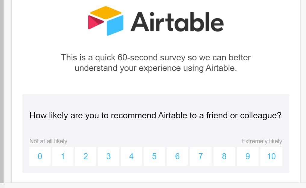 customer feedback example, airtable