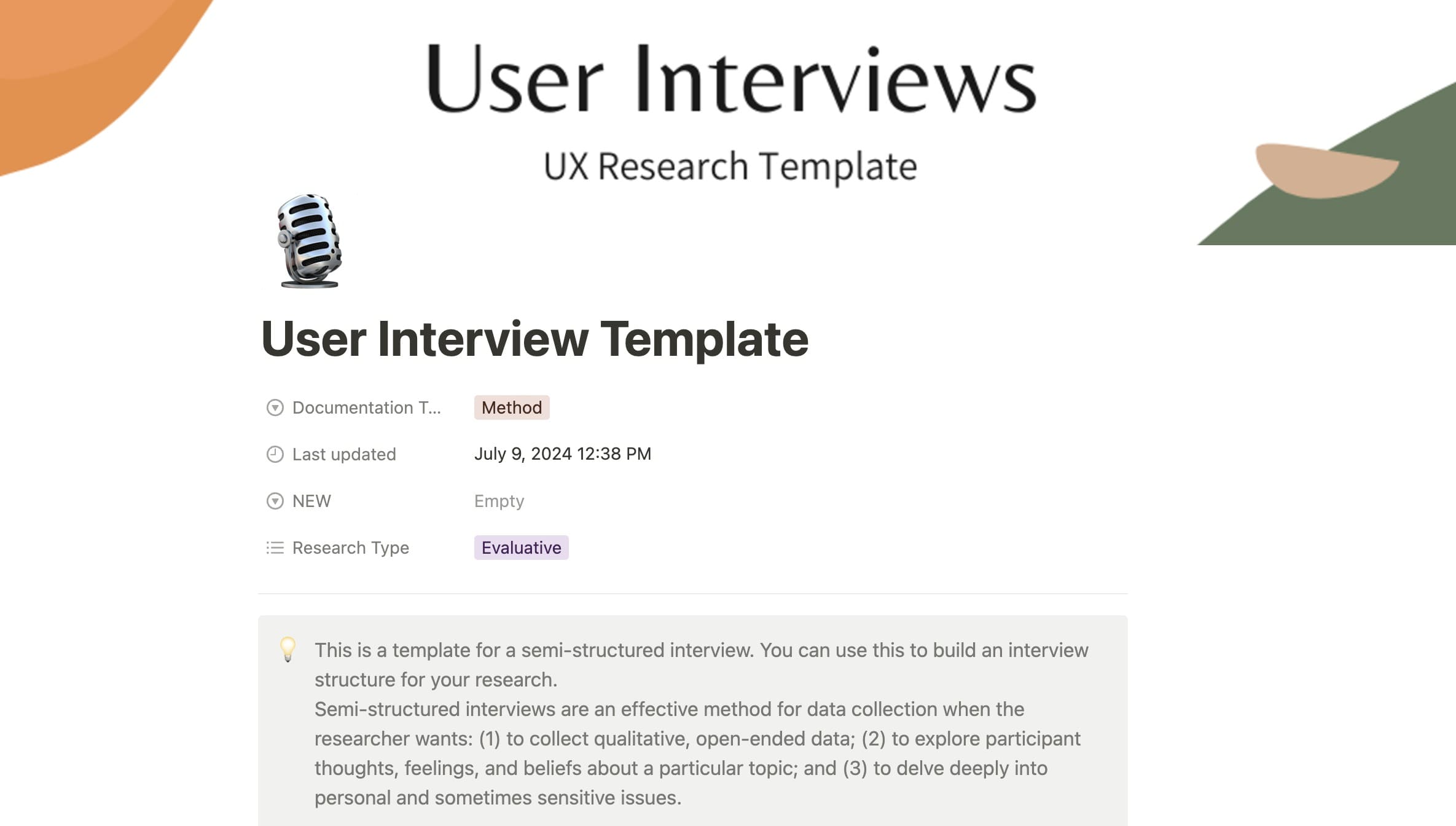 user interview script template