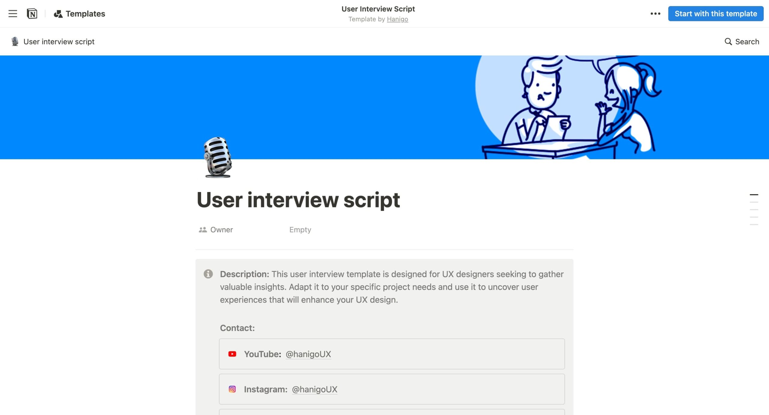 user interview script template